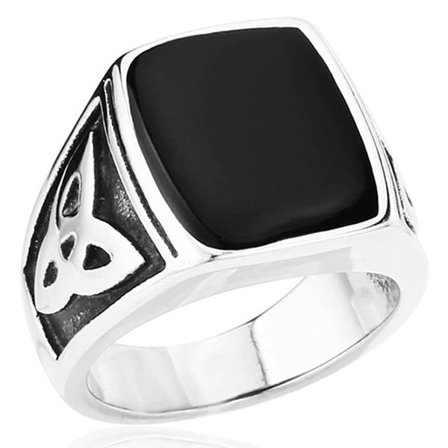 Ring - Nordic Mythology - Black top and Triquetra