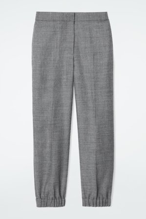 COS Women's Elasticated Wool Flannel Trousers in Grey