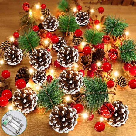 Jouluvalokisko 20 LED-mäntykartiolla, joulukoriste
