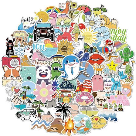 Tarrat vesipulloille, 99 kpl/pakkaus Tarrat Esteettiset vedenpitävät söpöt vinyylitarrat Kannettavan tietokoneen rullalauta Matkatavarat 