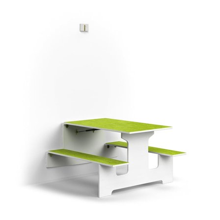 Wandklapptisch LUCAS, 1200x1205x720 mm, Linoleum, weiß/grün