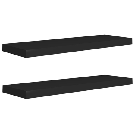 Vidaxl Svävande Vägghyllor 2 St Svart 80x23,5x3,8 Cm Mdf Svart