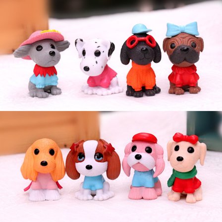 8 stk. Hundekake Topper, Valpekake Topper Cupcake Topper, Mini Hund Valpefigurer Leke Hundekake Dekorasjoner for Barns Fødselsdag