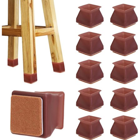 (Firkant) 32 stk runde silikone stolbenbeskyttere med filtpude til