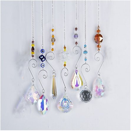 7 kpl kristalliset auringonpyydykset, värikkäät lasiset auringonpyydykkeet