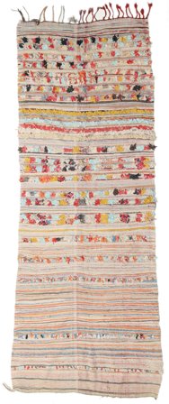 Berber Moroccan - Boucherouite Matto Moderni Käytävämatto Beige/Vaaleanharmaa (Villa, Marokko)