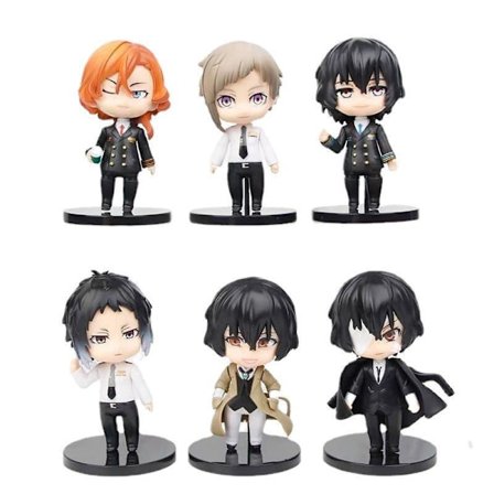 6 stk./parti Bungos Strays Dogs Dazais Osamus Anime Figur Leke Samlemodell Statue Leker PVC Figurer Skrivebords Ornamenter Fans Samlemodell