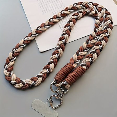 Seks-strenget flettet hestehale-snor, minimalistisk lang crossbody-skulderrem, moderigtig udendørs anti-tab telefon-snor