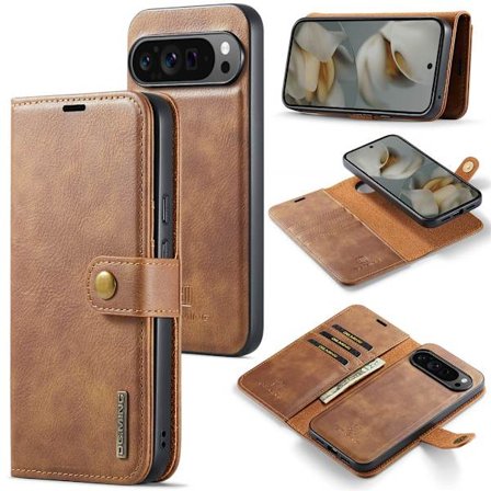 DG.MING 2-in-1 Magnet Wallet Google Pixel 10 Pro XL Cognac