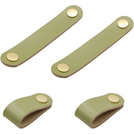 Sæt med 4 (to stykker enkelt hul) læderhåndtag møbelhåndtag læderhåndtag vindue læder dørknapper garderobe møbeldørhåndtag. (lys