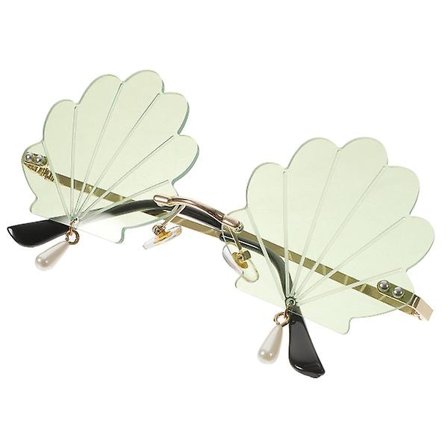 Roliga Solglasögon med Snäckskalsdesign, Dekorativa Solglasögon för Strandfest, Dagligt Bruk, Grön 14X