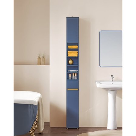 SoBuy Højskab med låger Højskab badeværelse med hylder BZR34-B