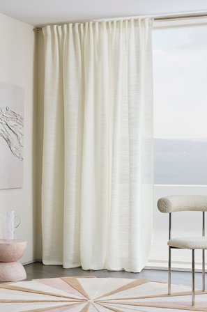 Jotex - Gardin Med Multifunksjonsbånd 1 Lengde - Ekstra Bred Naturhvit - TESS - Kjøp Multifunksjonsgardiner hos Jotex