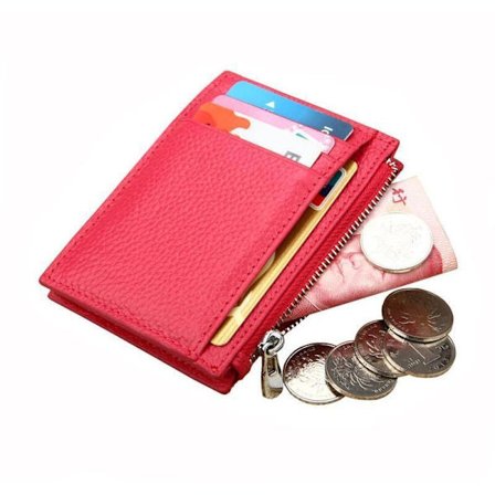 Äkta läder Slimmad Rfid Korthållare Plånbok m dragkedja