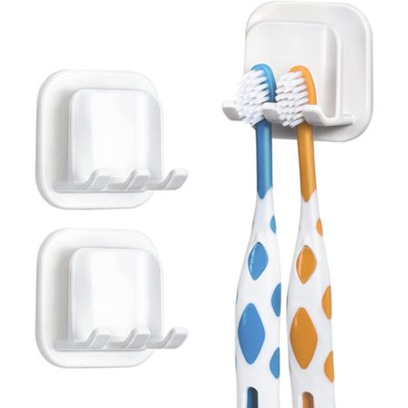 2-pack väggmonterad tandborsthållare, självhäftande tandborsthållare, plasttandborsthållare för badrum, dusch, spegel, husbil