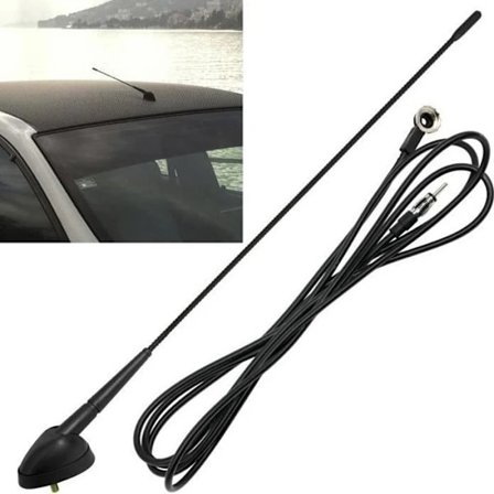Bil Tak FM Radio Antenne Kit (Base+Mast) + Antennekabel Til Peugeot Boxer 2001-2011 Citroen Relay 2001-2011 Fiat Punto