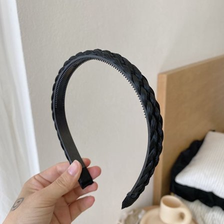 Hårbøyle Parykk Flette pannebånd SVART TYNN TYNN