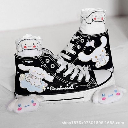 Kawaii Cinnamoroll Sanrioed Sko Tegneserie Sød Canvas Sko High Top Canvas Sko Piger Fødselsdagsgave - Perfet 39 39