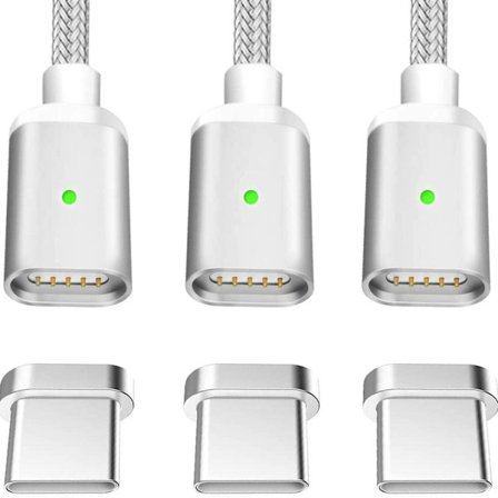 iPhone-laddningskabel, [3 stycken 1M] Lightning-kabel nylon silver