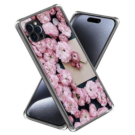 Deco iPhone 15 Pro Max skal - Rosa Blommor