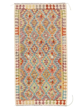 Petit Kilim Afghan Old Style Tapis 101X192 Laine