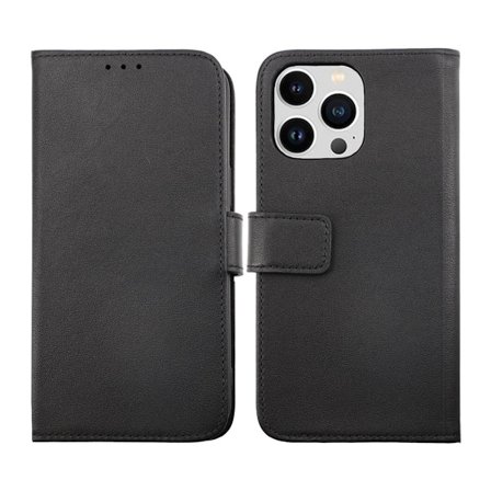 iPhone 14 Pro Plånboksfodral Läder Rvelon - Svart