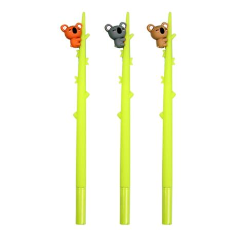 Pakkauksessa 3 kpl 3D Koala Bear Gel Pen uudelleentäytettävä geelikynä 0,5 mm täyttöpakkaus Juhlatarvikkeiden luokkapalkinto kouluun