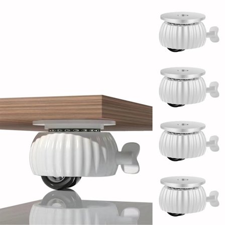 ING Selvklæbende hjul, små 360-graders drejelige hjul med bremser - 4-pak (hvid)