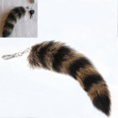 Sød Ræv Vaskebjørn Hale Nøglering Pels Vedhæng Nøglekæde Taske Charm Nøgleholder Par Nøgleringe