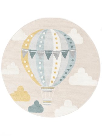 Dywan Dziecięcy Mały Balloon Ride - Beżowy/Niebieski Ø 150