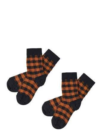 FUB 2-Pack Check Socks - Orange - 19/21