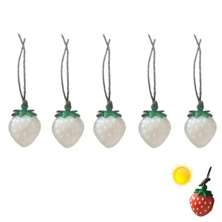 UV Farveskiftende Jordbær Bil Charm - Solfølsom Nøgleringsvedhæng, Hvid til Rød Frugt Dekoration til Spejl eller Taske (5 stk)