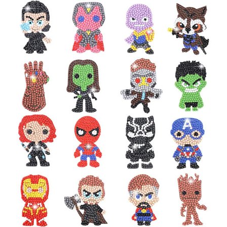 Barn 16 bit superhelte diamond painting, Marvel DIY diamantmaling