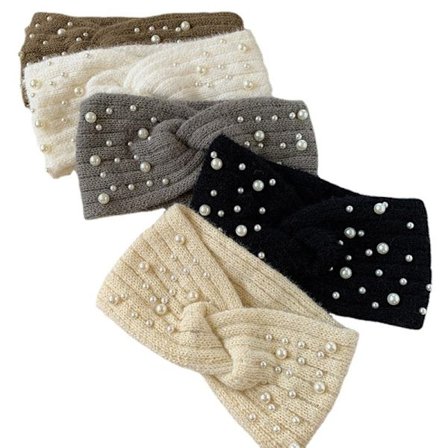 5 st kvinnors pärlhuvudband spiral dubbelstickad bred hårband Hea