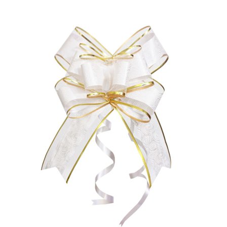 Til gaveindpakning, bulkpakke med 10 store gavebuer til gaveindpakning, gavekurve, jul, bryllup og festdekoration (hvid tyl og guldtråd)