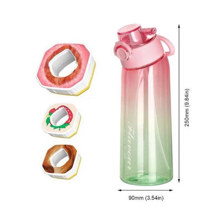 Air Water Up Flaske 900ml Air Startpakke Smakstilsatt Vannflaske med Duftkapsler for Camping Rosa grønn + tilfeldige 3 ringer