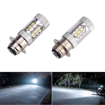 2 stk. motorcykel LED forlygte H6 80W 16LED tågeforlygte PX15D