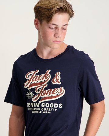 Jack & Jones JJELOGO TEE SS ONECK 2 COL AW25 NOOS JNR Blau T-Shirts Jungen - Kids Brand Store