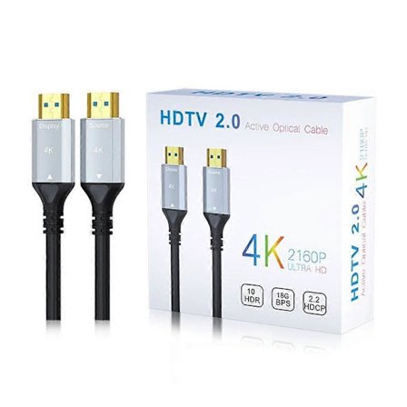 4K HDMI-kabel 15 m, Höghastighets HDMI 2.0-kabel, Flätad HDMI till HDMI-kabel