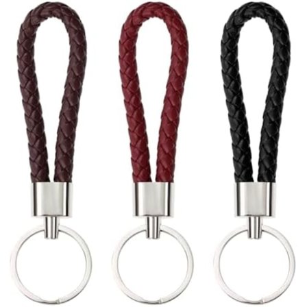 Flettet Læder Nøgleholder Bil Nøglering Vævet Rem Nøglering Tilbehør til Mænd Kvinder Fødselsdag Julegaver