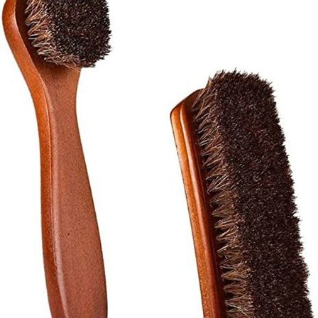 Sko børste, 2 stk. skobørster med naturlige hestehårsbørster + lille skopudsbørste