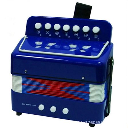 【PP】Harmonika, 10 knapper Knapinstrument Pædagogisk Musikinstrument til Børn, Fuldt Funktionel Letvægts Concertina Blå