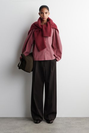 COS Women's Blusa Arricciata In Cotone Pima in Rosso