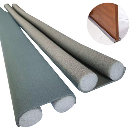 Dubbel dörr dragstopp, ljuddämpande dörrbotten tätningslist för dörr och ljudisolering, längd 95 cm justerbar, grå