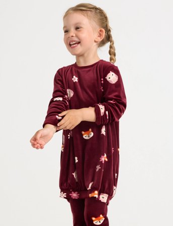 Lindex Tunika I Velour - Red - 98