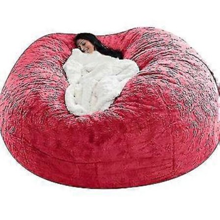 Lat soffa Sittpuff Konstgjord päls Sittpuff Bönpåse Soffa (135cm*65cm Ljusröd)