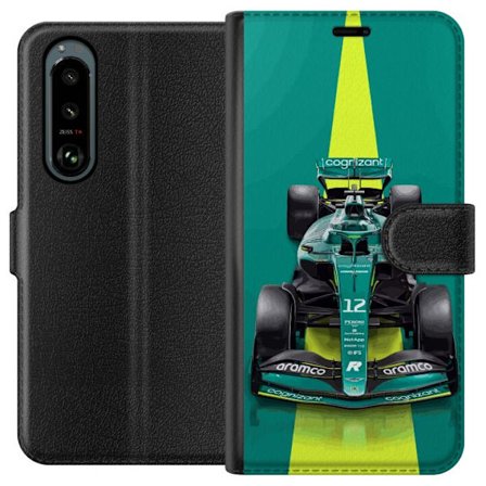 Yhteensopiva Lompakkokotelo Sony Sony Xperia 5 III Aston Martinin Formula 1 -auto vihreässä kilpailumuotoilussa, jossa on moderni studiosentuntma