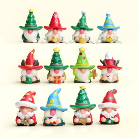 12 kpl valkoisia partaisia joulupukkeja, käsintehtyjä malleja, joululahjoja, työpöydän autokoristeita, pieniä koristeita, keijupatsas, miniatyyri 