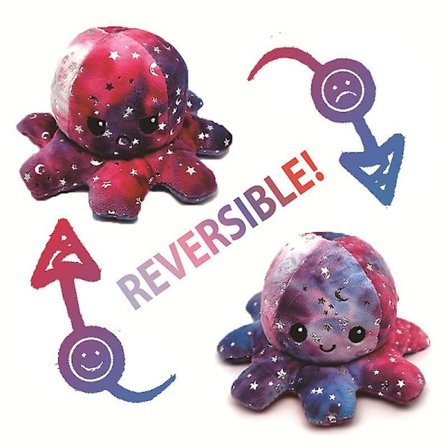 Reversible Octopus Plush Toy, Cute Octopus Stuffed Animal Doll Stars Tie Dye Red And Yellow