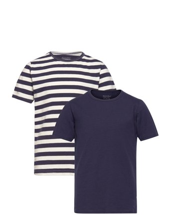 Minymo Basic 32 -T-Shirt Ss (2-Pack) - Navy - 140